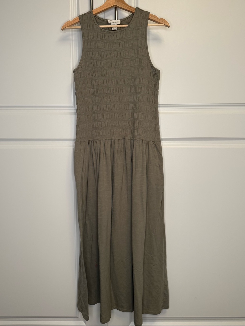 Blu Dahlia Olive Green Smocked Midi Cottagecore Dress XL